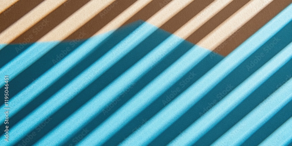 Poster diagonal shadow patterns cast on a vibrant blue background with beige accents creating an abstract c