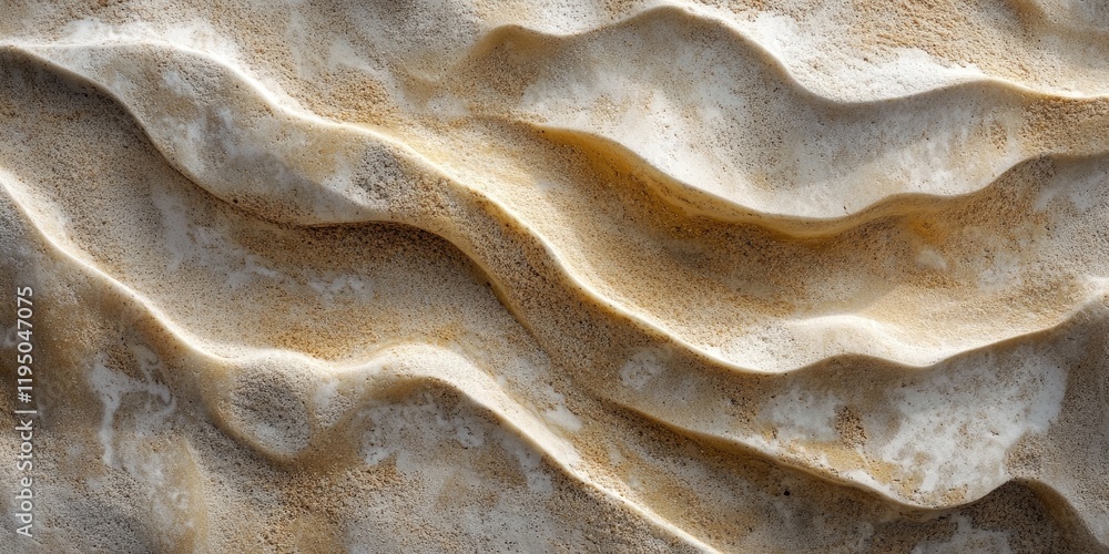 Poster textured sandy surface with smooth undulating waves in shades of beige and light brown, highlighting