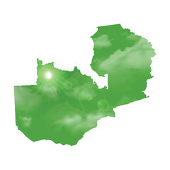 Map of ZAMBIA with Beautiful Sun and Clouds in Body