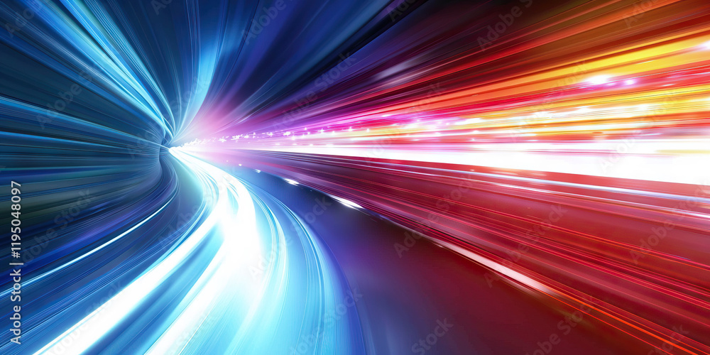 Poster abstract representation of high-speed motion in a curved tunnel