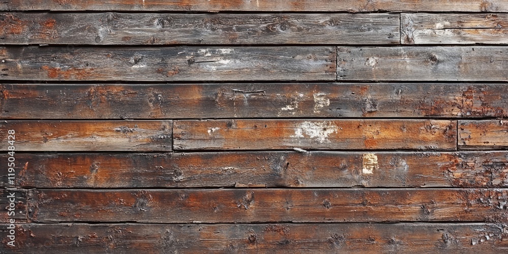 Poster weathered brown wood planks with rustic texture deep fissures and peeling paint background with ampl