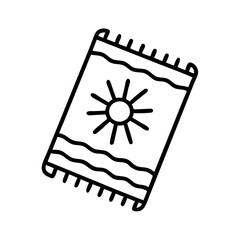 beach blanket icon, beach blanket line art - simple line art of beach blanket, perfect for beach blanket logos and icons and themed design 