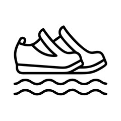 beach friendly water shoes icon, beach friendly water shoes line art - simple line art of beach friendly water shoes, perfect for beach friendly water shoes logos and icons and themed design 