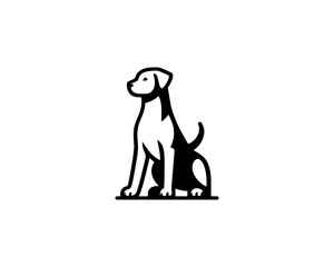 Silhouette Dog logo design icon symbol vector illustration. Black and White Dog Logo