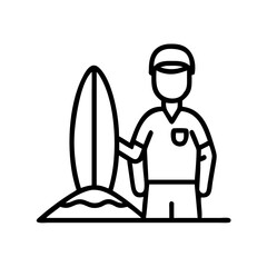 beach surf instructor icon, beach surf instructor line art - simple line art of beach surf instructor, perfect for beach surf instructor logos and icons and themed design 