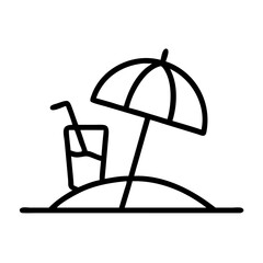beach umbrella with drink holder icon
