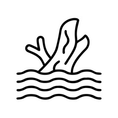 driftwood icon, driftwood line art - simple line art of driftwood, perfect for driftwood logos and icons and themed design 