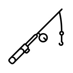fishing rod icon, fishing rod line art - simple line art of fishing rod, perfect for fishing rod logos and icons and themed design 