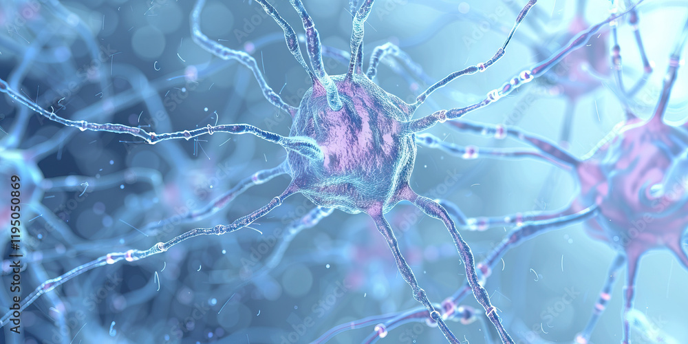 Poster microscopic image of neuron network