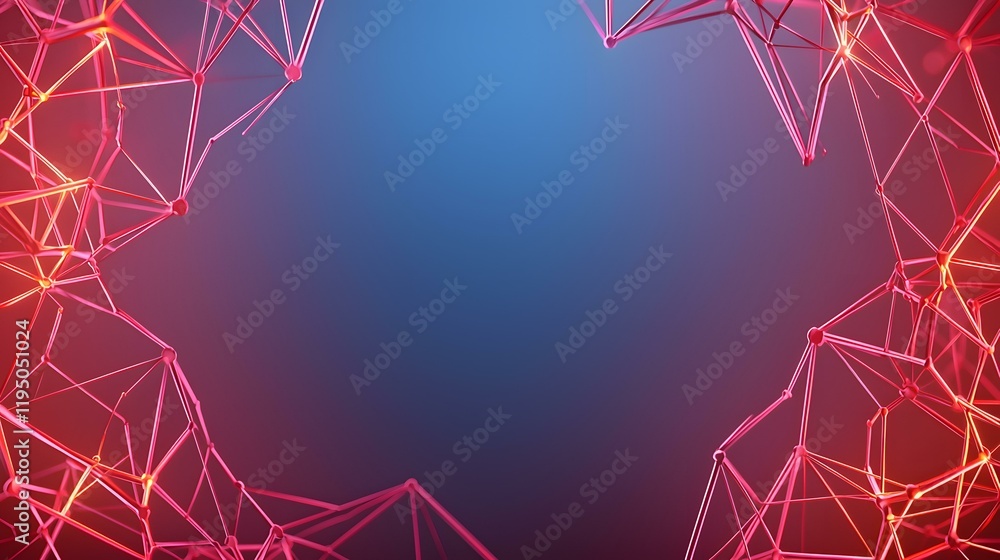Poster the image contains a vibrant abstract background featuring a network of interconnected glowing pink 