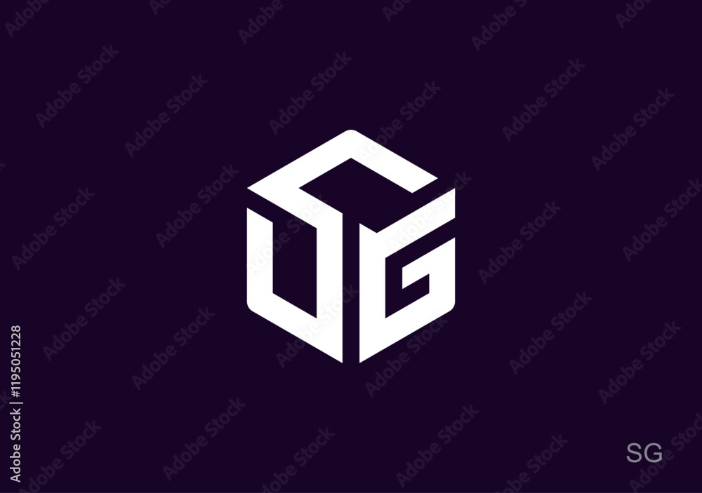 Poster initial letter s g based on cube shape