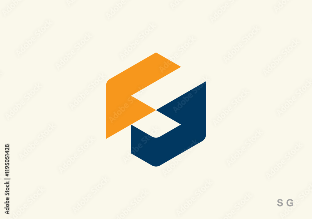 Fototapete simple monogram logo letter s g, bold and sharp based on cube shape