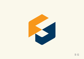 simple monogram logo letter S G, bold and sharp based on cube shape