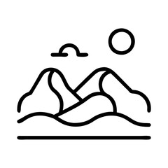 sand dunes icon, sand dunes line art - simple line art of sand dunes, perfect for sand dunes logos and icons and themed design 