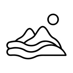 sand dunes icon, sand dunes line art - simple line art of sand dunes, perfect for sand dunes logos and icons and themed design 