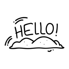sand writing hello text icon, sand writing hello text line art - simple line art of sand writing hello text, perfect for sand writing hello text logos and icons and themed design 