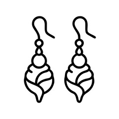 seashell earrings icon, seashell earrings line art - simple line art of seashell earrings, perfect for seashell earrings logos and icons and themed design 