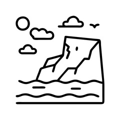 seaside cliff icon, seaside cliff line art - simple line art of seaside cliff, perfect for seaside cliff logos and icons and themed design 