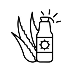 sunburn relief aloe icon, sunburn relief aloe line art - simple line art of sunburn relief aloe, perfect for sunburn relief aloe logos and icons and themed design 