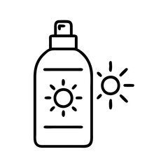 sunscreen bottle icon, sunscreen bottle line art - simple line art of sunscreen bottle, perfect for sunscreen bottle logos and icons and themed design 