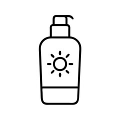 sunscreen bottle icon, sunscreen bottle line art - simple line art of sunscreen bottle, perfect for sunscreen bottle logos and icons and themed design 