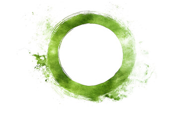 light green watercolor stain in ring shape isolated
