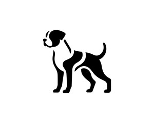 Silhouette Dog logo design icon symbol vector illustration. Black and White Dog Logo