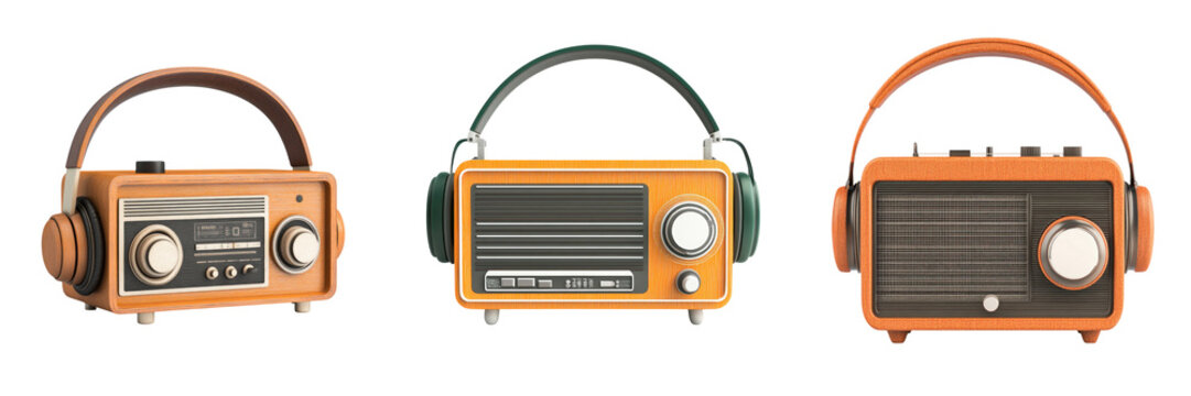 Retro radio with headphones in vibrant 3D scene, celebrating nostalgia and music