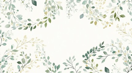 "Decorative Leaves and Gold Accents Arrangement: A Collection of Twigs, Herbs, Wreaths, and Leaf Compositions. Vector Design."