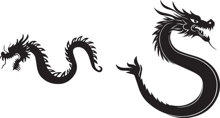 Silhouette of a Chinese dragon vector silhouette