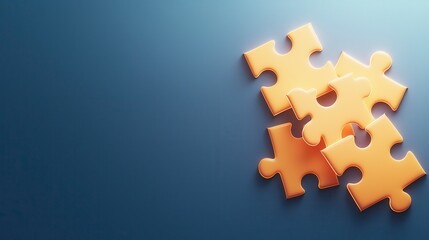 Vibrant Illustration of Glowing Puzzle Pieces on a Gradient Background Featuring a Modern and Minimalistic Design for Creative Concepts