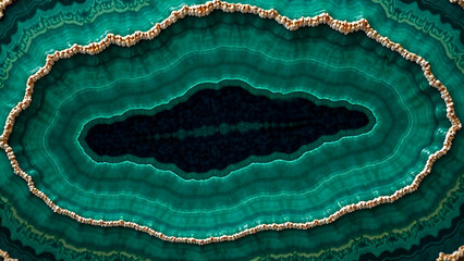 Abstract Background. A unique piece of green rock that features a noticeable hole right in the middle, captivating and intriguing to behold