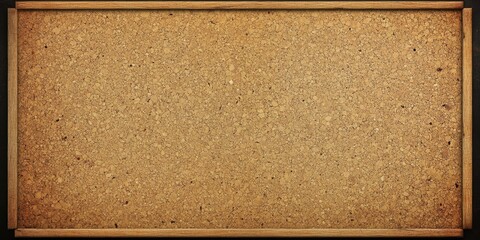Brown vintage cork board texture with wooden frame, featuring a large empty space at the center for notes, in warm earthy tones.