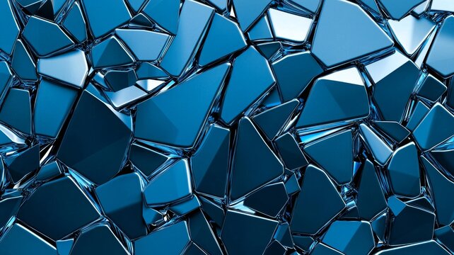 Abstract Blue Shattered Glass  Crystal  Geometric Background Texture