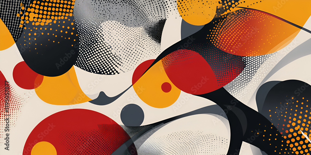 Poster abstract dynamic composition: a vibrant and dynamic abstract artwork featuring a playful interplay o