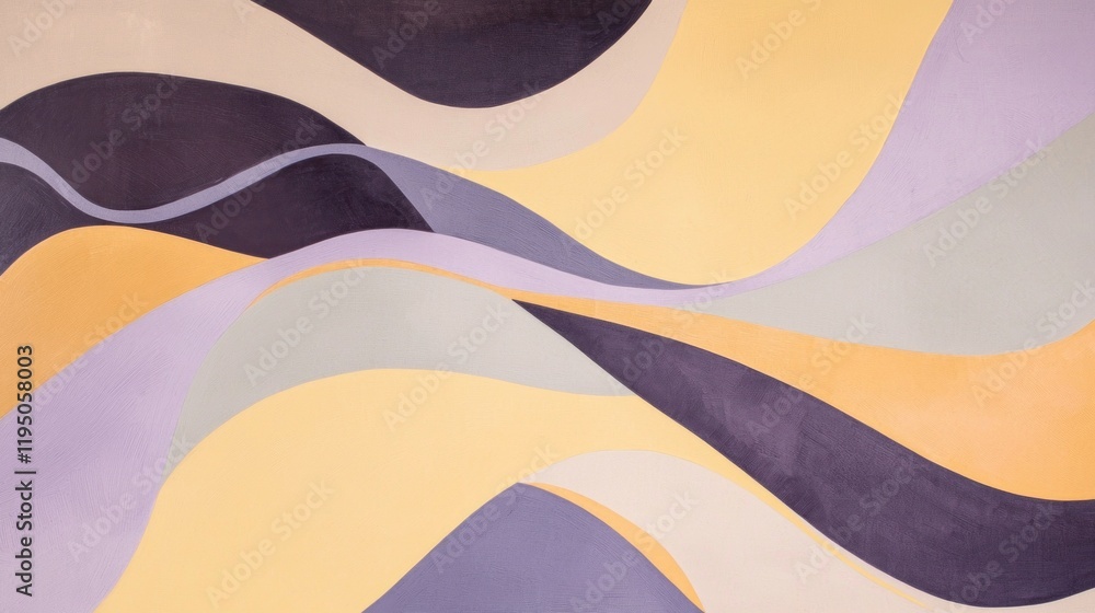 Poster Curves and flowing lines dance gracefully across the canvas, blending muted butter tones with soft pastels