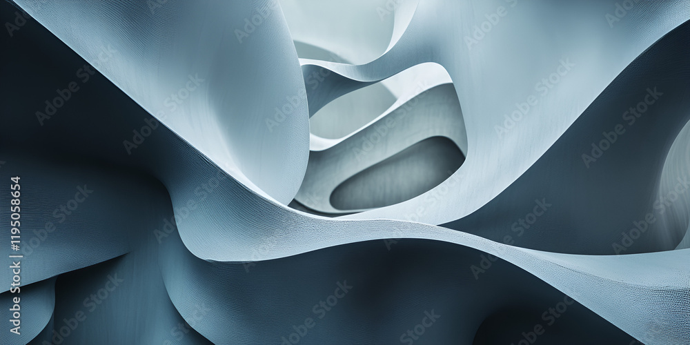 Poster abstract architectural forms: swirling, fluid grey concrete structures create a mesmerizing interpla