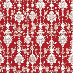 Elegant Red and White Pattern Featuring Delicate Lace, Heart Motifs, and Pearl Accents Perfect for Chinese New Year Celebrations and Festive Decor