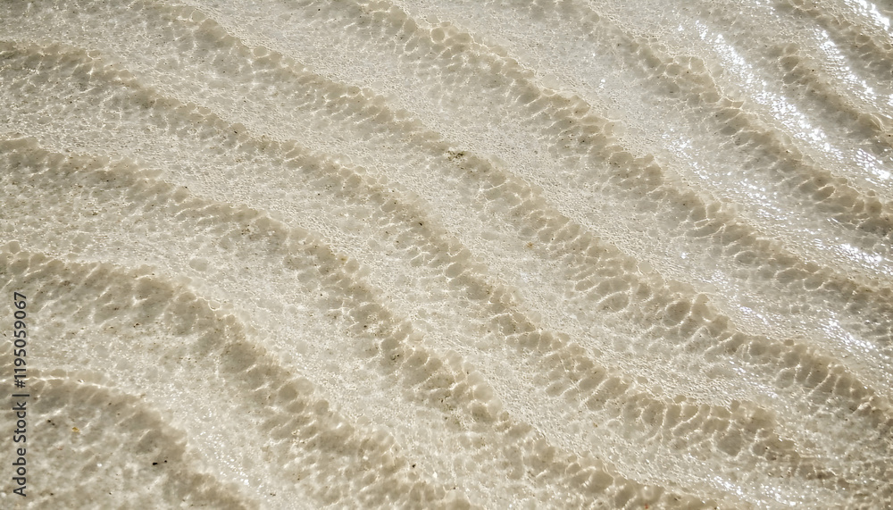 Poster serene shallow water texture; sunlight reflecting on sandy seabed, creating a unique pattern. perfec