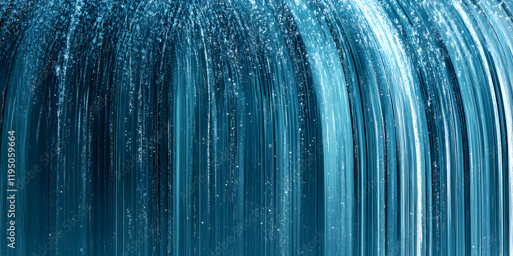 Poster waterfall abstract: a close-up of cascading water, with motion blur capturing the force and energy o