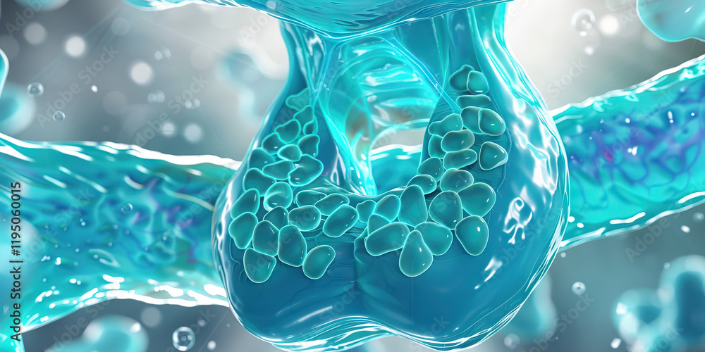 Poster 3d render of cell structure with internal granules
