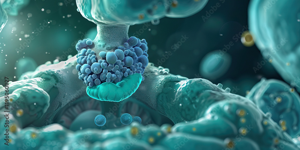 Aufkleber 3d microscopic rendering of cellular receptor with bound ligands