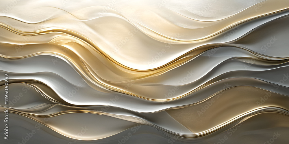 Poster abstract gold and silver waves: a mesmerizing abstract background featuring flowing, sinuous lines o