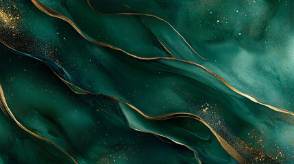 An emerald green design with smooth textures, rich shadows, and golden accents, perfect for creating high-end, luxurious visuals and branding.