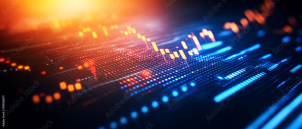 Poster dynamic ai data visualization financial markets infographic digital environment close-up viewpoint a