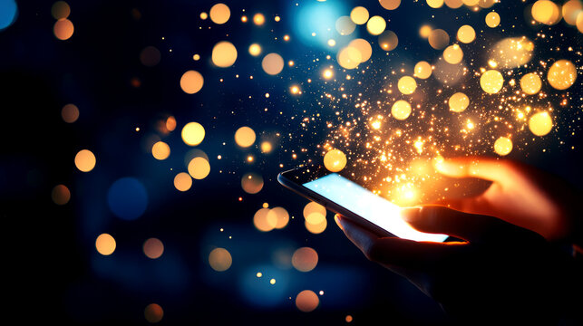 Innovative ai data visualization techniques for mobile technology urban nightscape digital art close-up perspective - Powered by Adobe