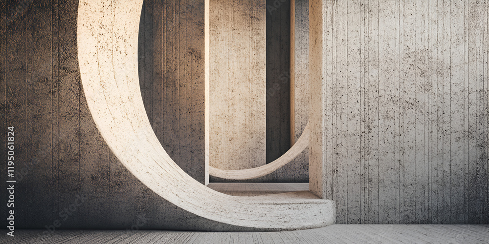 Poster abstract concrete arcs: a minimal and modern architectural design featuring a series of curved concr
