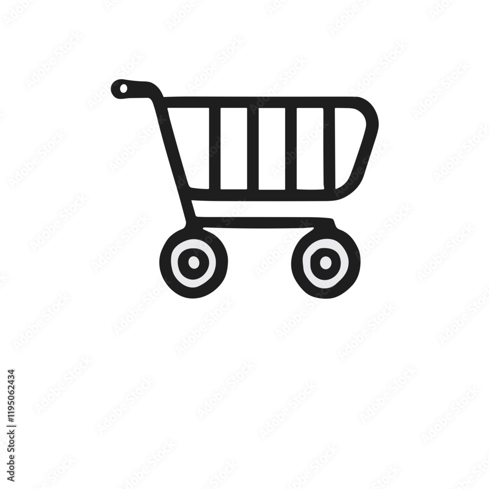 Poster shopping cart line icon in minimalistic black-and-white vector style with clean design