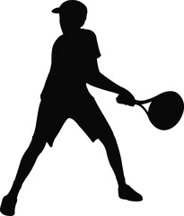 a boy playing tennis, body silhouette vector