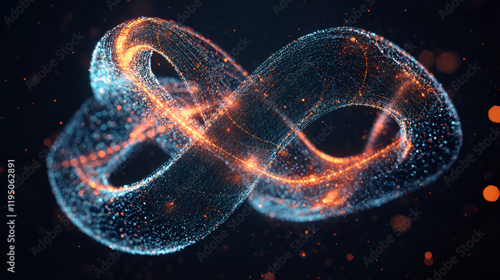 Poster infinite loop of light: a mesmerizing digital rendering of an infinity symbol, constructed from glow